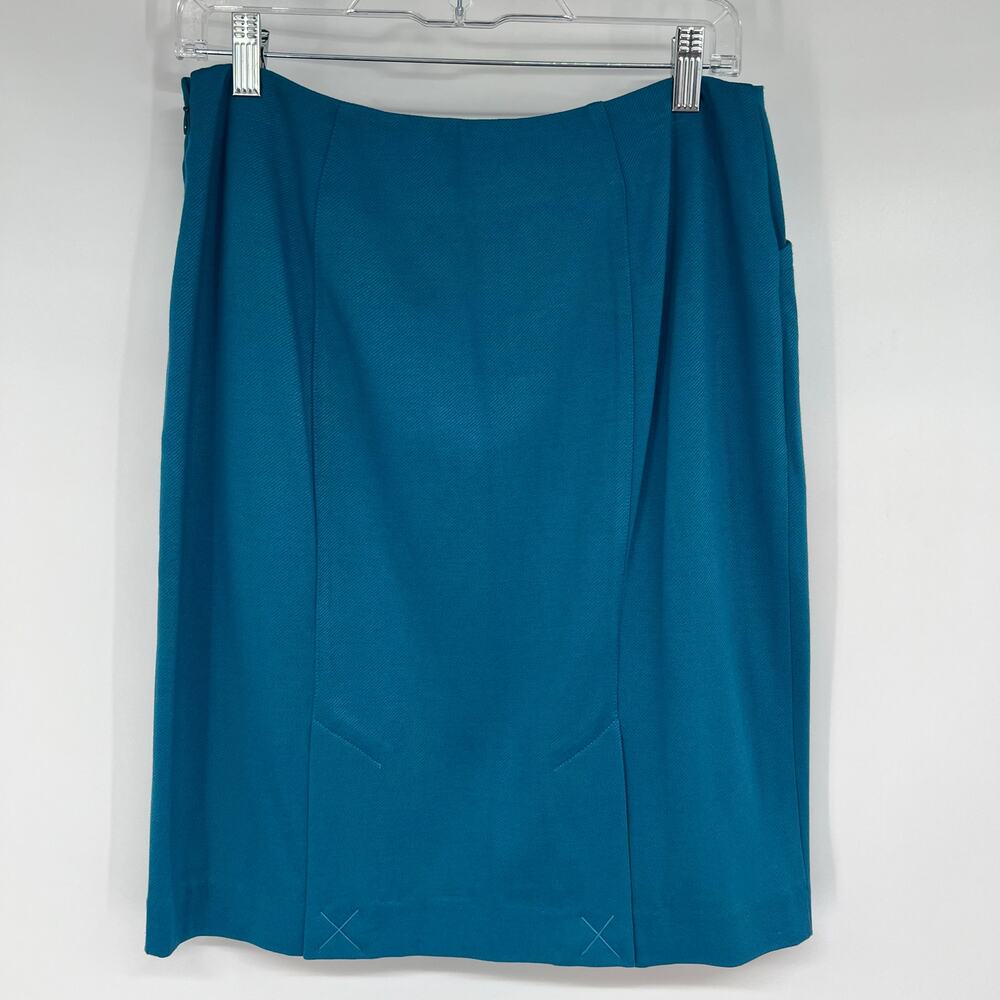 Cabi Sigourney Pencil Skirt Women's Sze 6 Pacific Blue Vented Stretch Style 3220 - Picture 3 of 7
